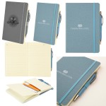 Logo Printed Crosshatch PU Notebook w/Pen