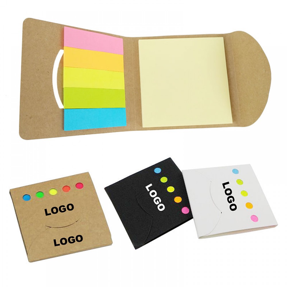 Logo Printed Sticky Notes & Colorful Flags In Pocket Case Made Of Kraft Paper Logo Printed Sticky Notes & Colorful Flags In Pocket Case Made Of Kraft Paper