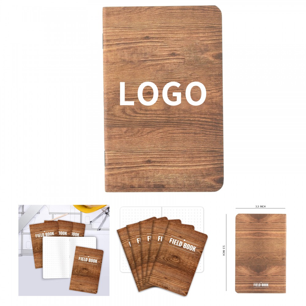 48 Pages 24 Sheets 3.5" x 5.5" Field Wood Pattern Graph Memo Book with Logo