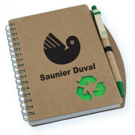 Recycled Cardboard Notebook w/Pen with Logo