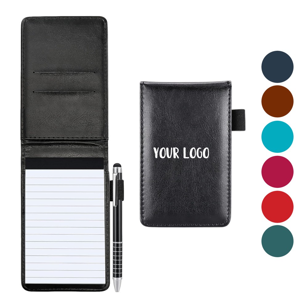 A7 Pocket Notepad Set Pu Holder 50 Lined Sheets Stylus Pen with Logo