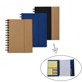 Lined Spiral Notebook Kraft Paper Cover Notepad With Pen In Holder & Sticky Notes 5"x7" with Logo  Lined Spiral Notebook Kraft Paper Cover Notepad With Pen In Holder & Sticky Notes 5"x7" with Logo