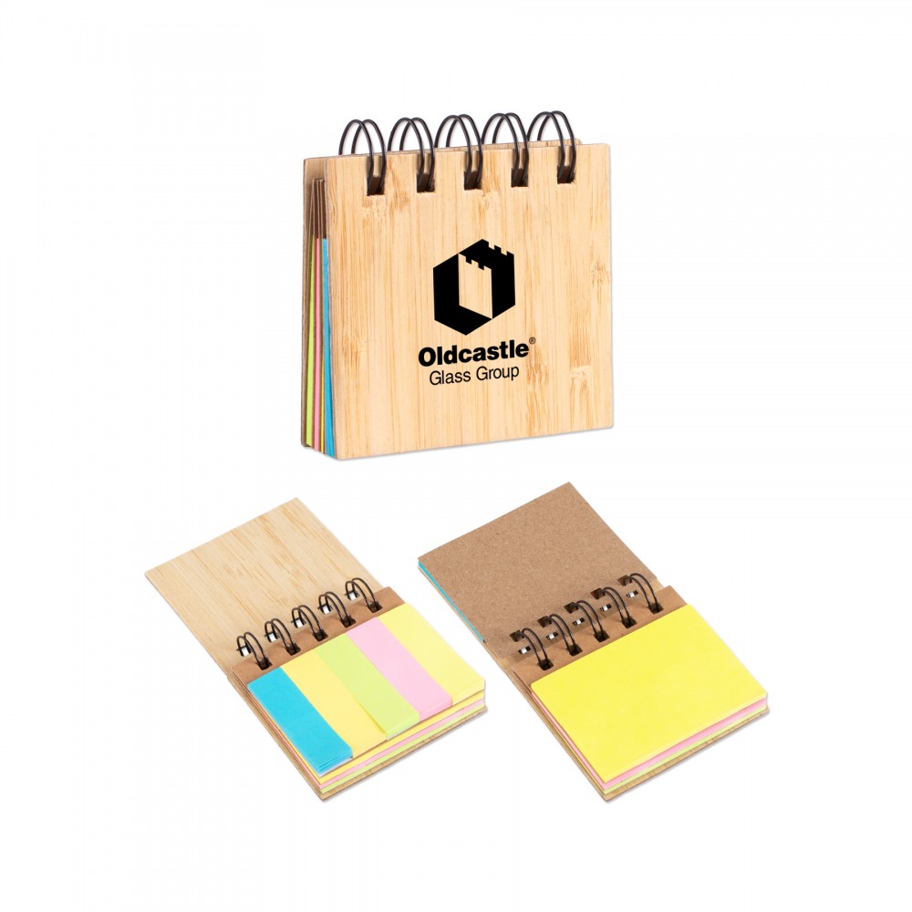 Bamboo Pocket Sticky Notebook with Logo