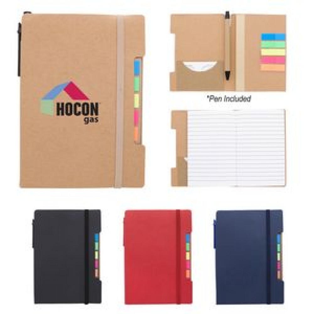 Custom Imprinted Notepad With Sticky Flags And Pen Custom Imprinted Notepad With Sticky Flags And Pen