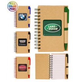 Custom Union Printed - 3x5 Eco Spiral Notebook with Matching Eco Pen - Full Color Logo