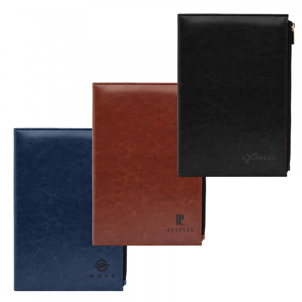 Personalized Premium Leatherette Notebook with Zipper Pocket