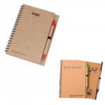Logo Branded Office Use Custom Kraft Paper Coil Notebook With Pen