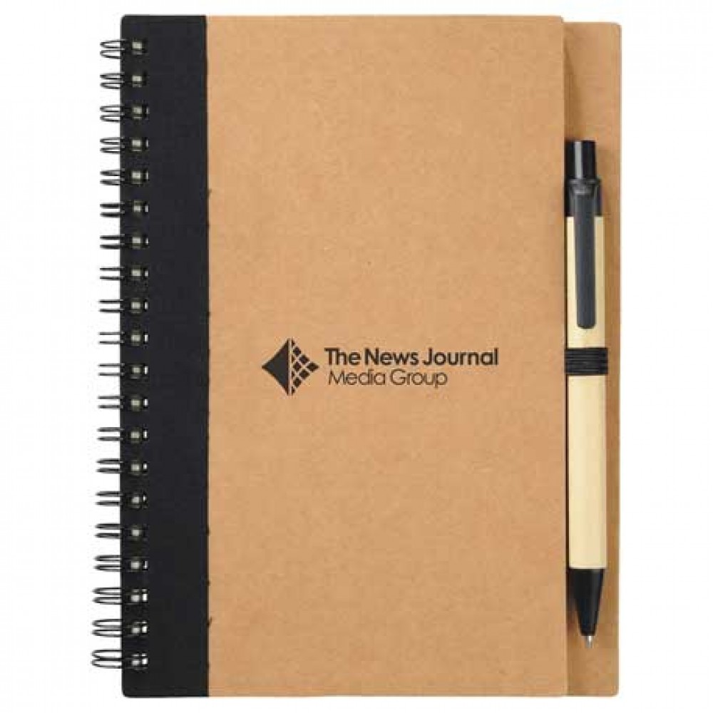 5" x 7" Eco Spiral Notebook with Pen with Logo