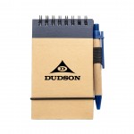 Recycled Flip-up Notepad/Pen - Blue with Logo