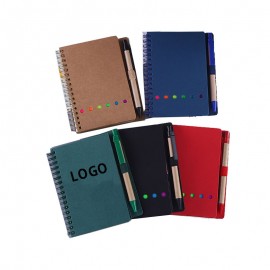 Logo Branded Eco Spiral Notebook w/Sticky Notes & Pens  Logo Branded Eco Spiral Notebook w/Sticky Notes & Pens