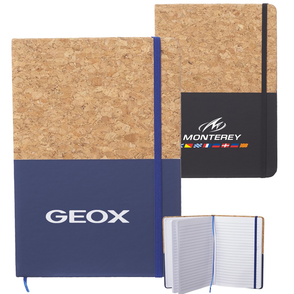 5.75" x 8.35" Greensburg Hard Cover Notebook w/ Cork Binding with Logo