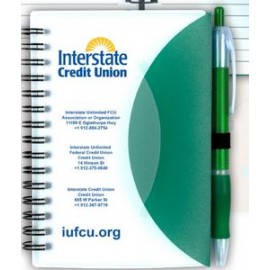 "Cupertino" Stylish Spiral Notepad Notebook w/Matching Color Pen with Logo