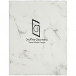 Custom Imprinted 7" x 9" White Marble Laser engraved Leatherette Small Portfolio with Notepad