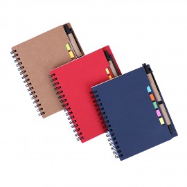 Coil Notepad with Pen and Sticky Notes with Logo