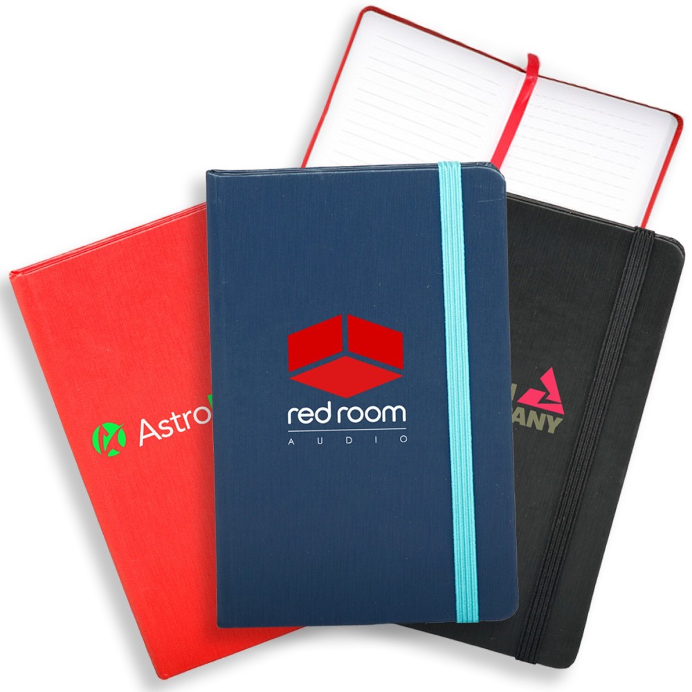 Hardcover Notebooks w/ Matching Color Elastic Band Notepad with Logo