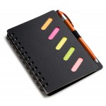 Black Cardboard Spiral Bound Jotter with Pen with Logo