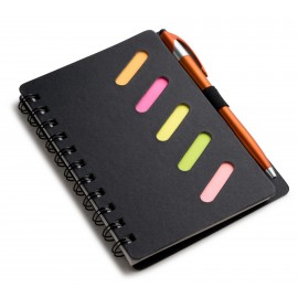 Custom Black Cardboard Spiral Bound Jotter with Pen