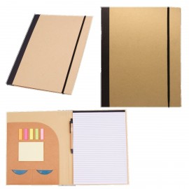 Recycled Pad Folio w/Stick Notes, Flags, Pockets, Notepad with Logo