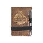 Rustic & Gold Leatherette Mini Notepad with Pen Branded
