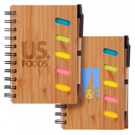 Customized Bamboo Notebook w/ Pen and Sticky Notes