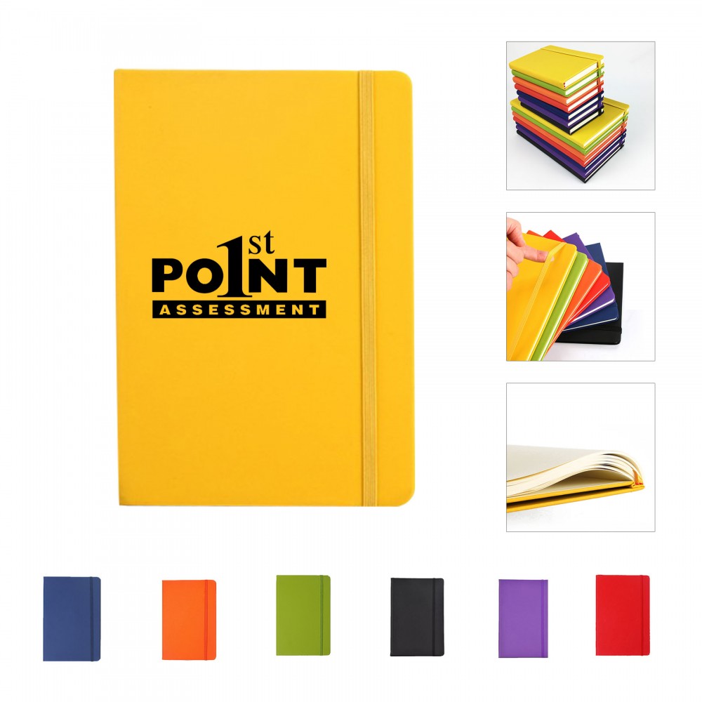 Custom A6 Soft Touch Pocket Journal Notebook W/ Elastic Band