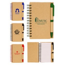 Union Printed - 3x5 Eco Spiral Notebook with Matching Eco Pen - 1-Color Logo with Logo