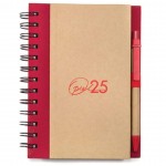 Spiral Bound Notebook & Harvest Pen - Red with Logo