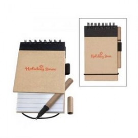 Recycled Flip-up Notepad/Pen - Black with Logo