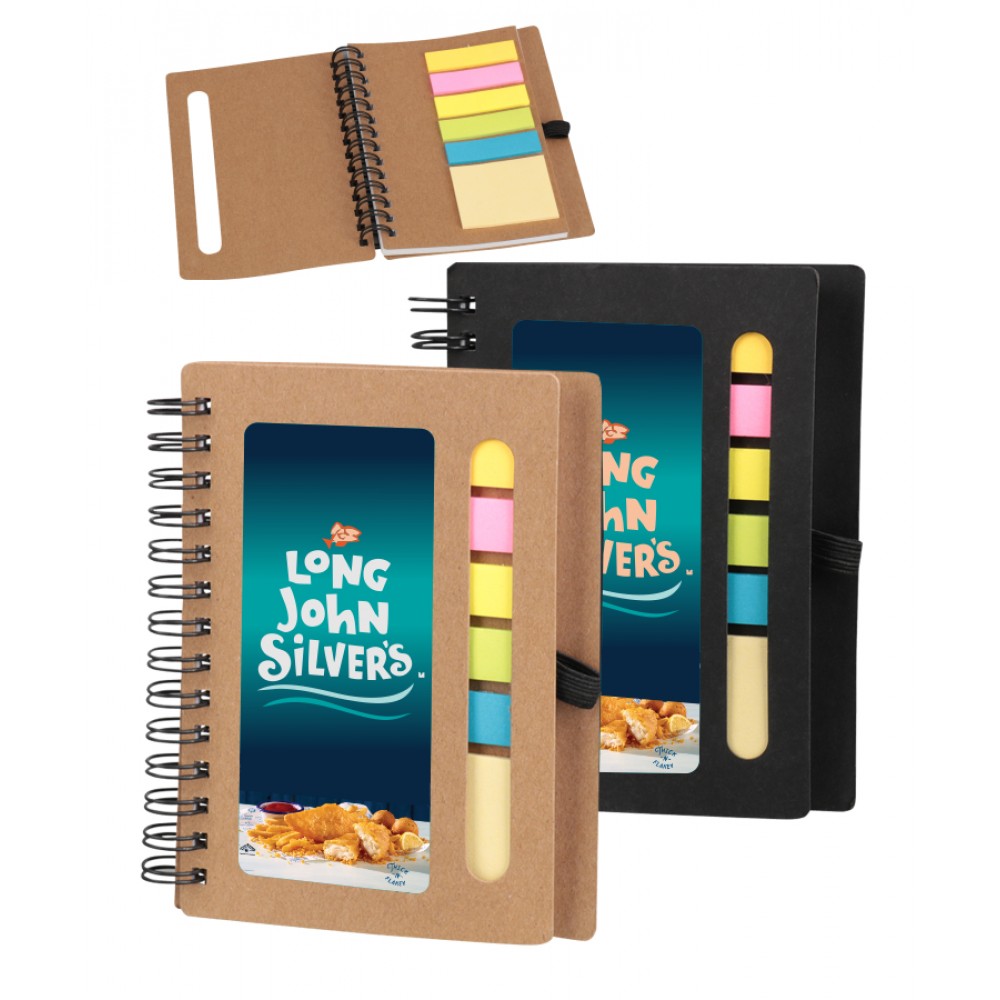 Union Printed - 3x5 - Craft Spiral Sticky Notes Jotter - Notebook with Pen Loop - Full Color Print with Logo