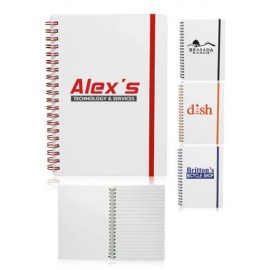 Logo Branded White Spiral Notebook w/ Colored Accents