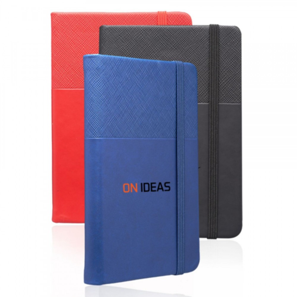 3.75 x 5.5 Bellingham Hardcover Journals Notebooks w/ Band with Logo