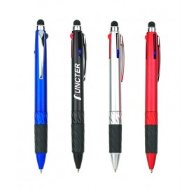 Customized Glittering Metal Rod 3-Color Touch Screen Ballpoint Pen