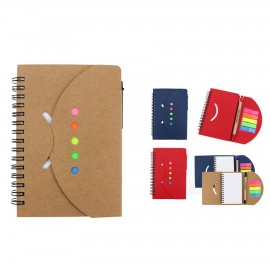 Kraft Paper Cover Notebook with Pen Sticker Logo Printed