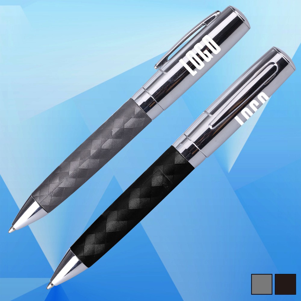 Logo Branded Artificial Leather Covered Ballpoint Pen