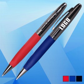 Metal Ballpoint Pen with Anti-slip Grip Logo Printed  Metal Ballpoint Pen with Anti-slip Grip Logo Printed