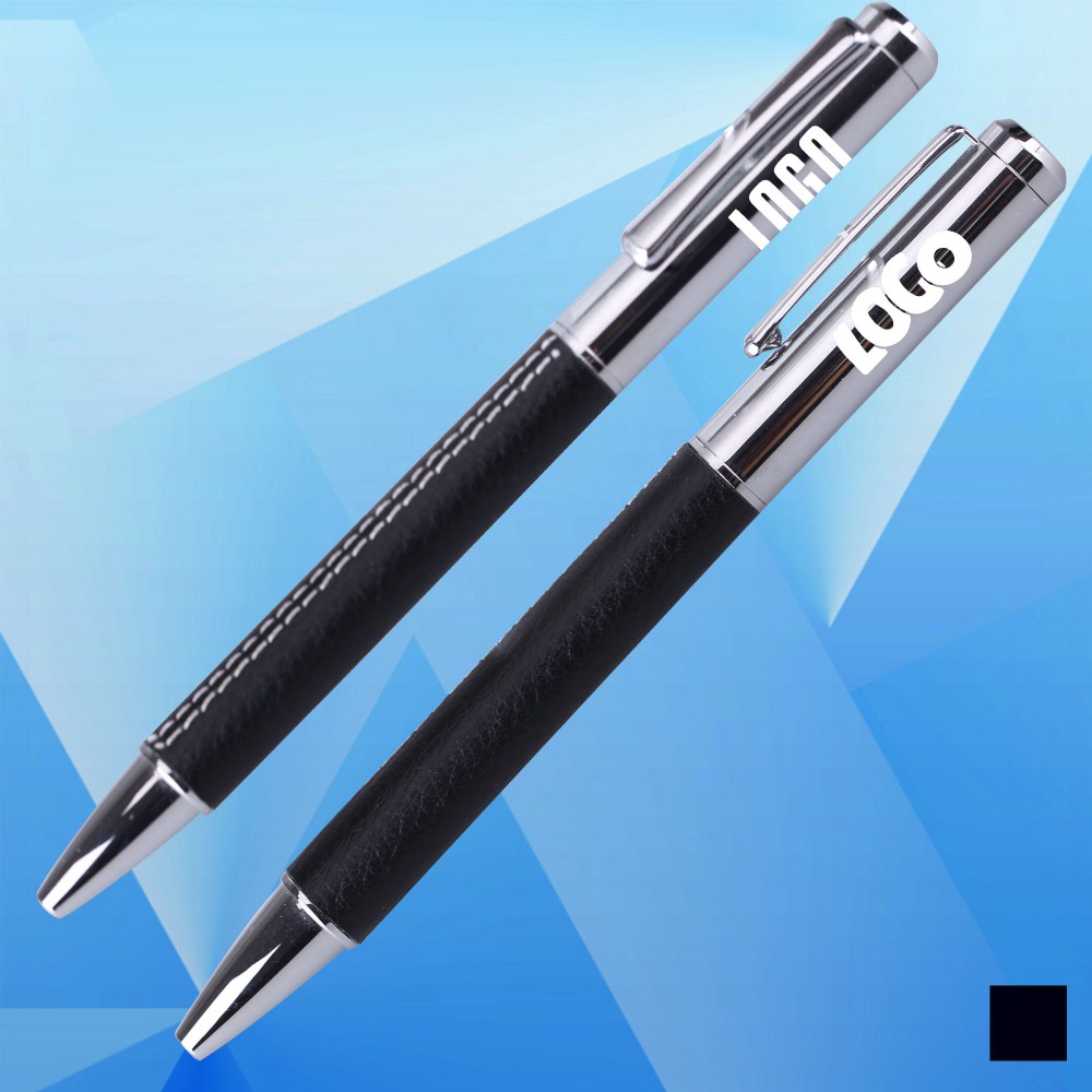 Artificial Leather Covered Ballpoint Pen Logo Printed