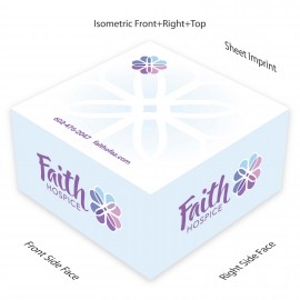 3.375" x 3.375" x 1.75" Non-Adhesive note cube w 4cp imprinted sides; includes sheet imprint 1-4cp with Logo  3.375" x 3.375" x 1.75" Non-Adhesive note cube w 4cp imprinted sides; includes sheet imprint 1-4cp with Logo