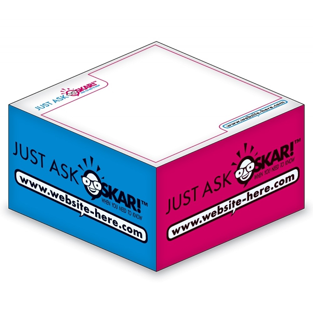 Logo Branded Ad Cubes - Memo Notes - 3.875x3.875x0.96875-3 Colors, 1 Side Design