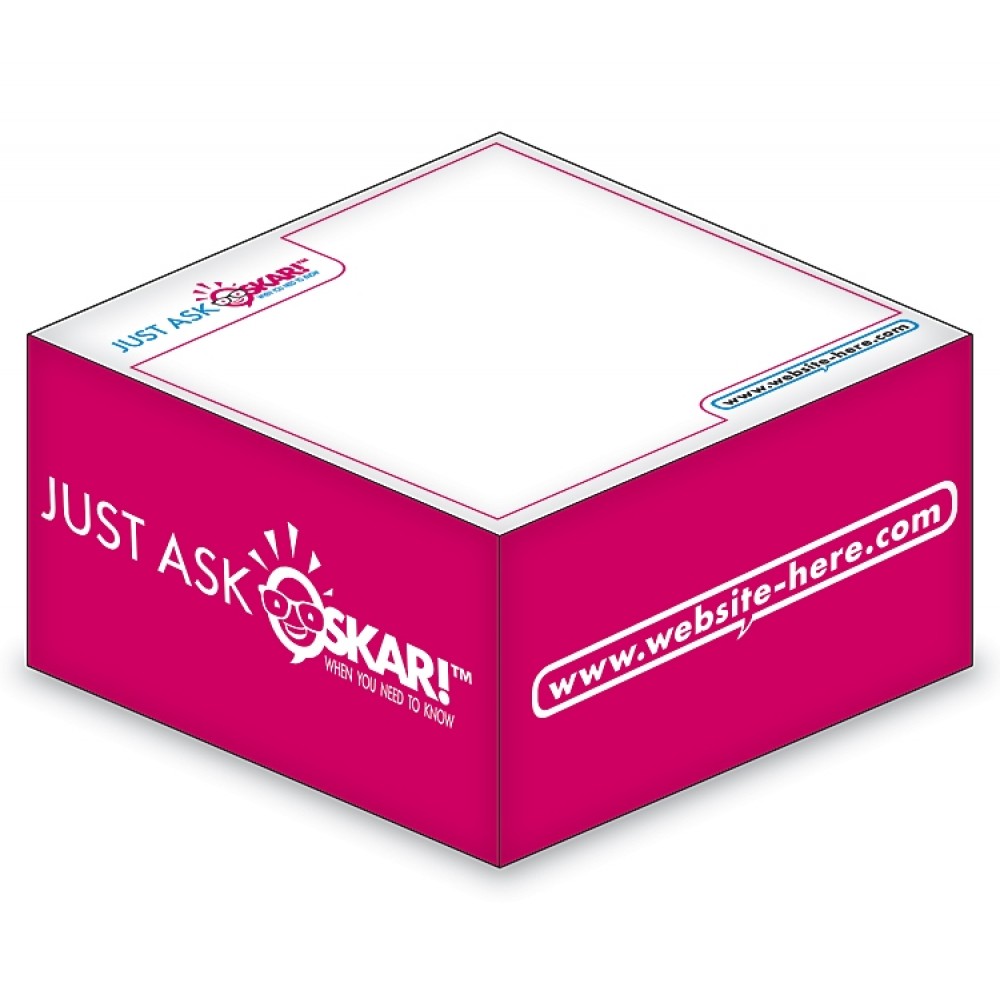 Ad Cubes - Memo Notes - 3.875x3.875x0.96875-1 Colors, 2 Designs on the Sides with Logo