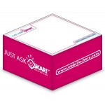 Logo Branded Ad Cubes - Memo Notes - 3.875x3.875x0.96875-1 Colors, 2 Designs on the Sides