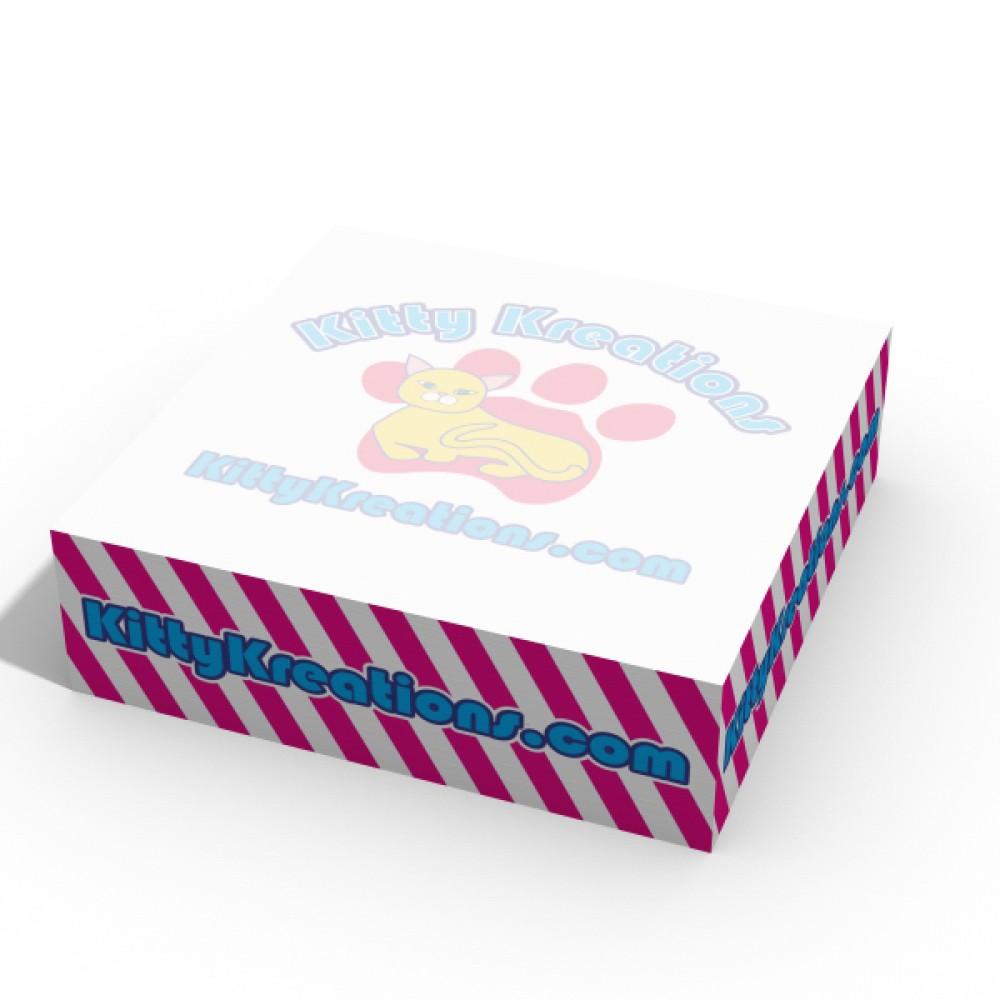 Promotional 3-3/8" x 3-3/8" x 1" Sticky note cube with side imprints with 4 color process on sides any design