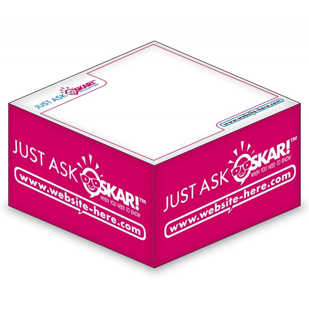 Customized Ad Cubes - Memo Notes - 3.875x3.875x1.9375-1 Color, 1 Design on Sides