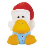 Rubber Squeaking Grubby Duck W/ Santa Hat with Logo