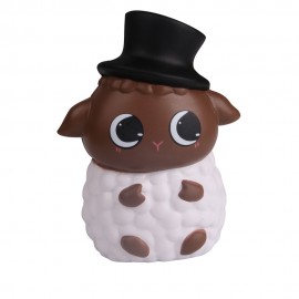 Slow Rising Scented Squishy Brown Lamb with Top Hat-Black with Logo