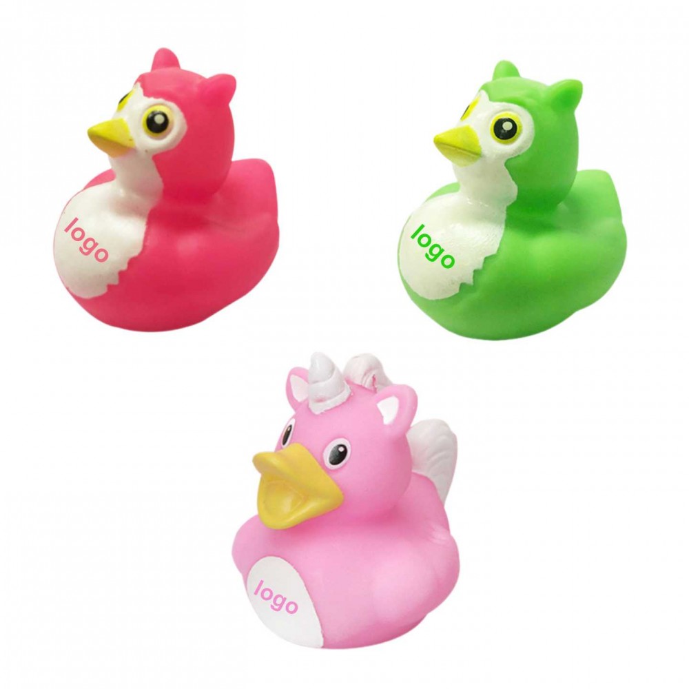 Mini Rubber Duck Unicorn and Owl with Logo