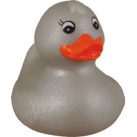 Rubber Silver DuckÂ© Toy with Logo