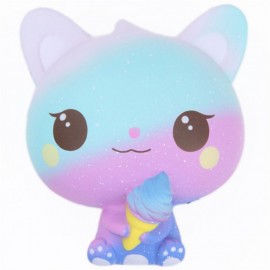 Slow Rising Scented Blue & Pink Ice Cream Cat Squishy with Logo