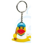 Custom Printed Mini Rubber Baseball Player Duck Key Chain©