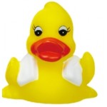 Mini Rubber Fitness DuckÂ© Toy with Logo