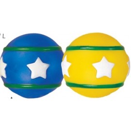 Rubber Round Ball Dog ToyÂ© (Yellow/ Green & Blue/ Green) with Logo